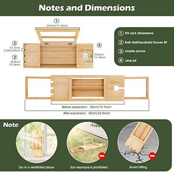 *New* Bamboo Bathtub Caddy Tray & Pillow - Picture 2 of 9